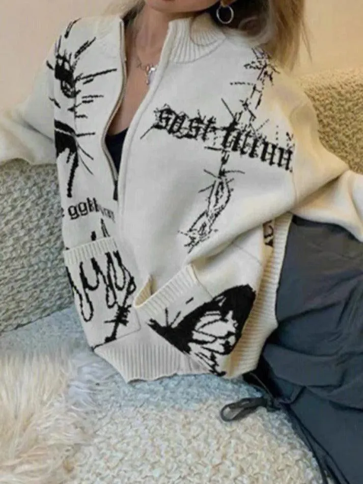 Different print big pocket knit cardigan sold by Streetwear Society product image thumbnail 4