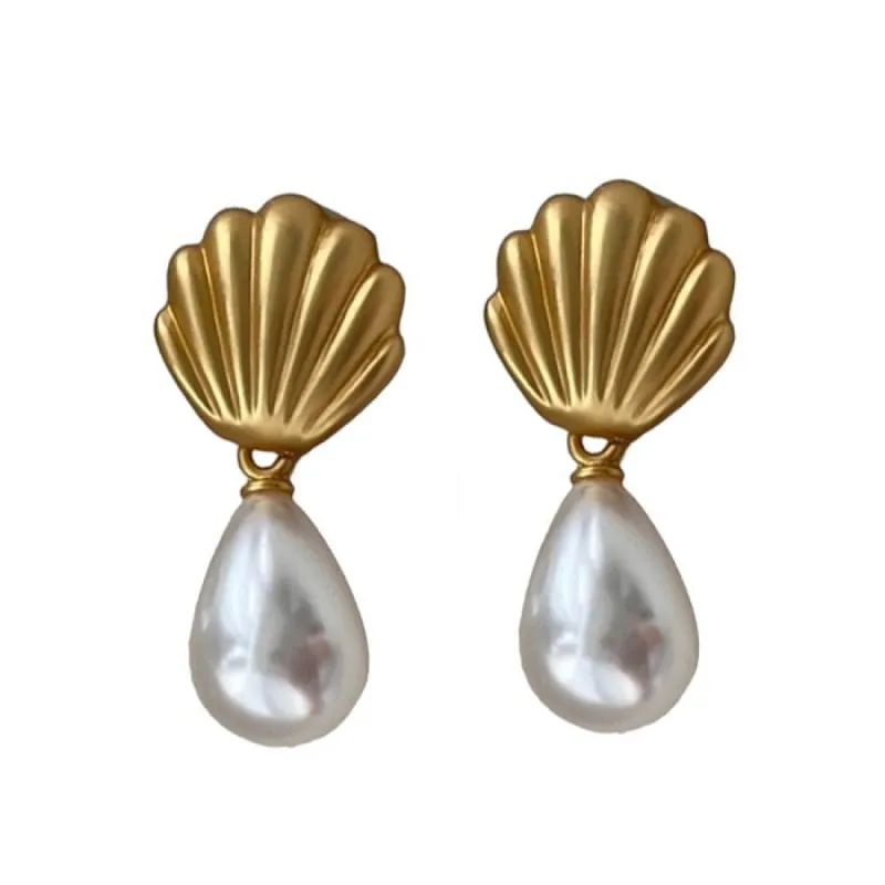 Shell Pearl Drop Earrings sold by Streetwear Society
