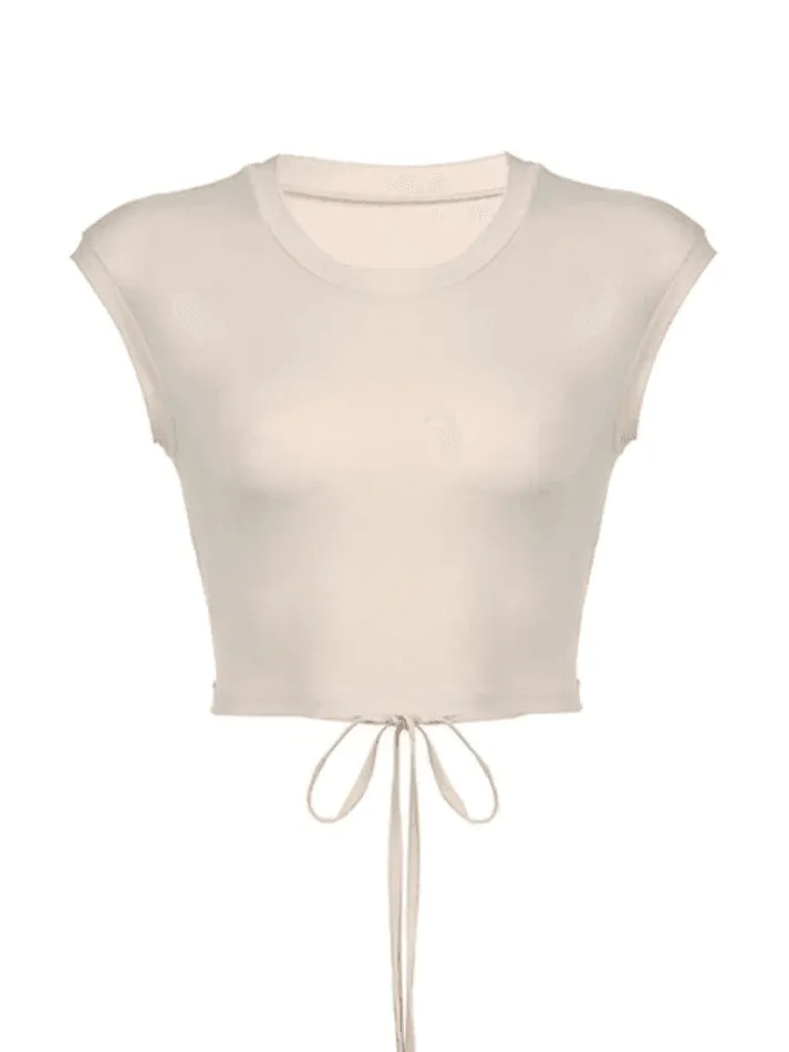 Tie Strap Backless Cropped Tank Top sold by Streetwear Society product image thumbnail 3