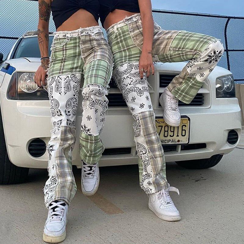 F912 Stripe Plaid Patches Pants sold by Streetwear Society product image thumbnail 10