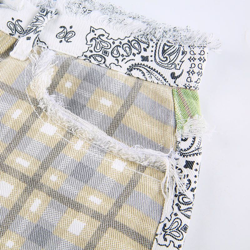 F912 Stripe Plaid Patches Pants sold by Streetwear Society product image thumbnail 12