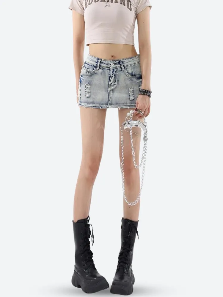 Distressed Low Rise Mini Skirt sold by Streetwear Society product image thumbnail 3