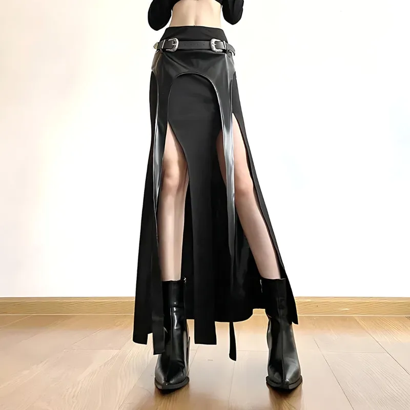 Goth Double Slit Maxi Skirt sold by Streetwear Society product image thumbnail 4