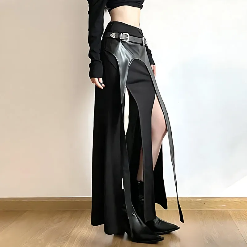 Goth Double Slit Maxi Skirt sold by Streetwear Society product image thumbnail 3