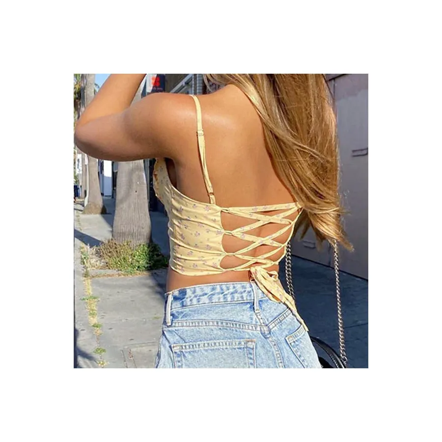 Floral Sin Lace Up Top sold by Streetwear Society