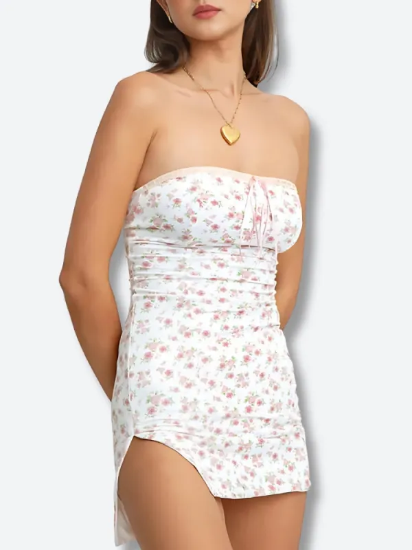 Soft Girl Floral Tube Mini Dress sold by Streetwear Society