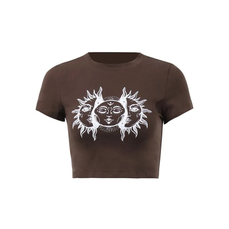 Brown Sun Crop Top sold by Streetwear Society
