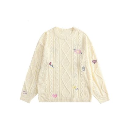 'Petals' Embroidered Knit Sweater sold by Streetwear Society