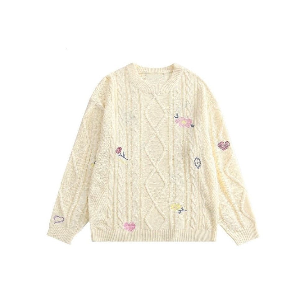 'Petals' Embroidered Knit Sweater sold by Streetwear Society