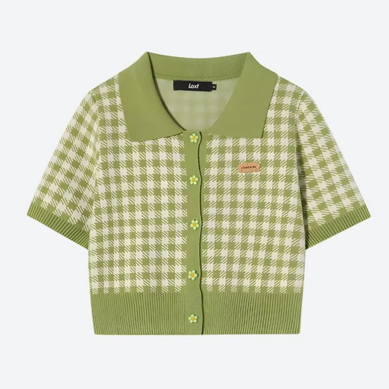 Soft Girl Plaid Crop Cardigan sold by Streetwear Society