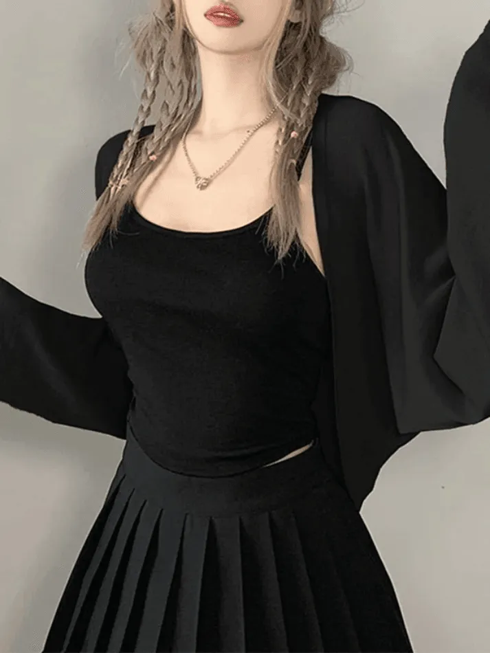 Simple long sleeve cropped shrug cardigan sold by Streetwear Society product image thumbnail 2