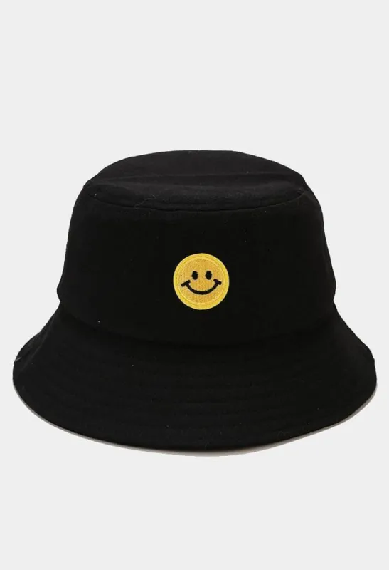 Smiley patched bucket hat sold by Streetwear Society