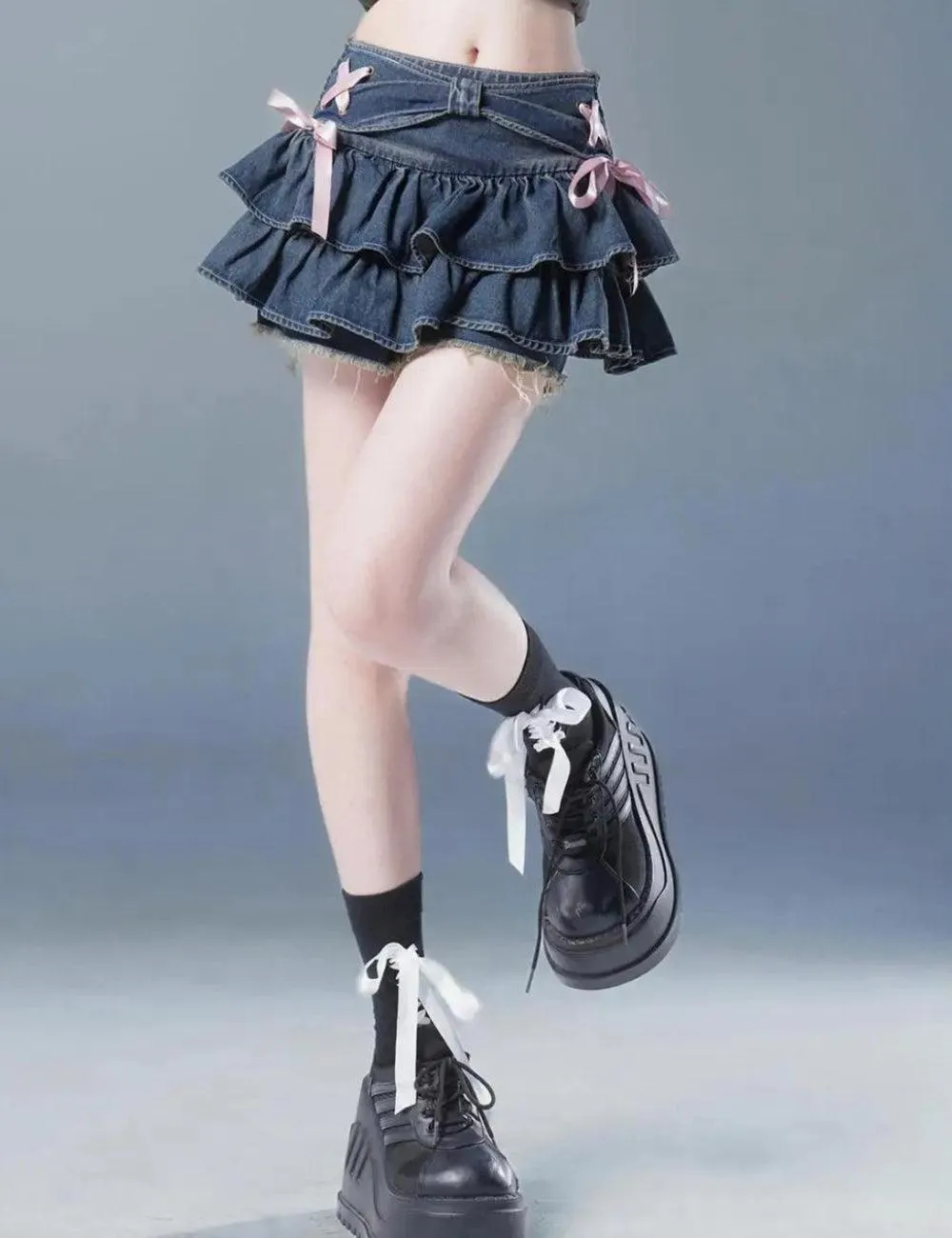 Coquette Low Rise Denim Mini Skort sold by Streetwear Society product image thumbnail 3