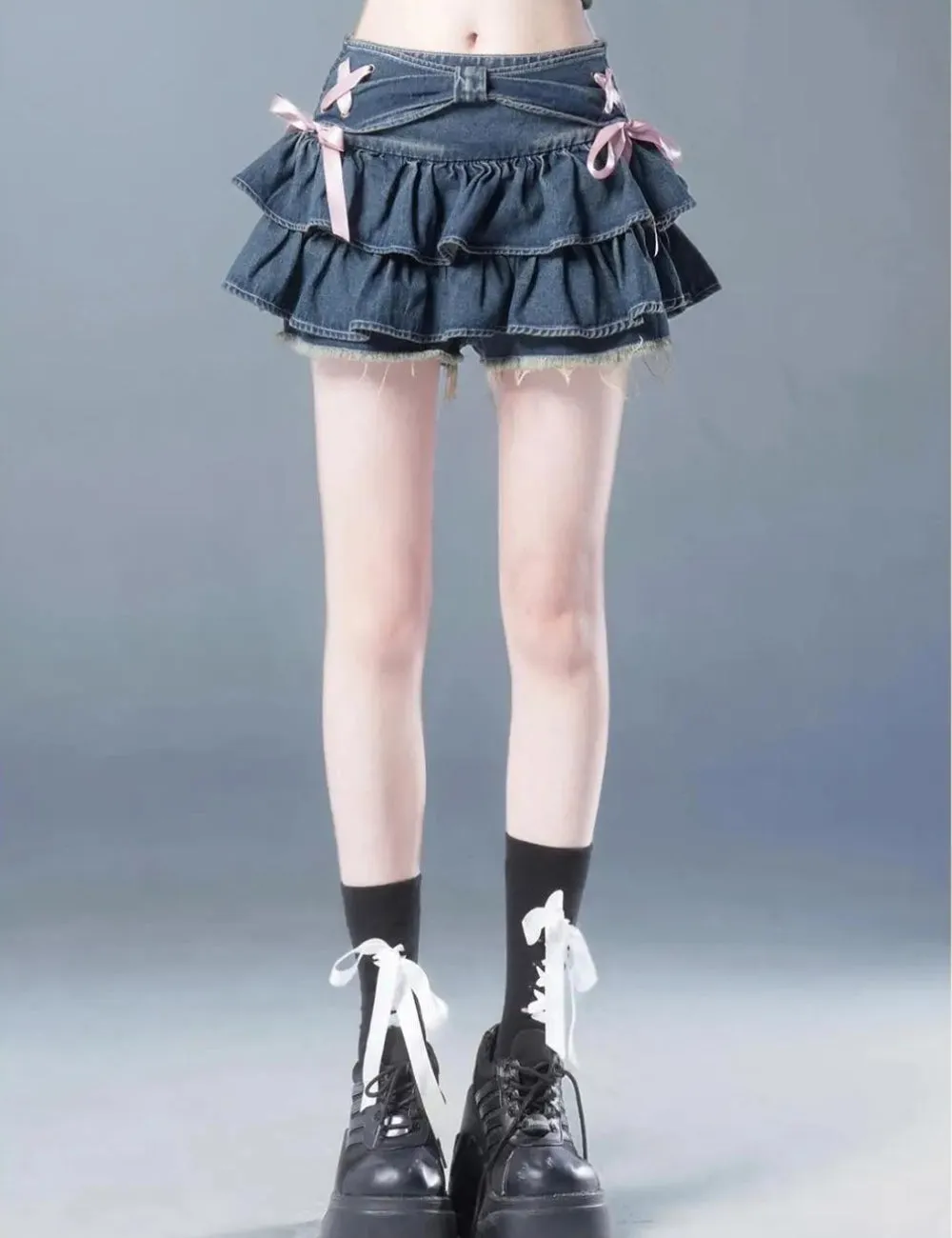 Coquette Low Rise Denim Mini Skort sold by Streetwear Society product image thumbnail 2