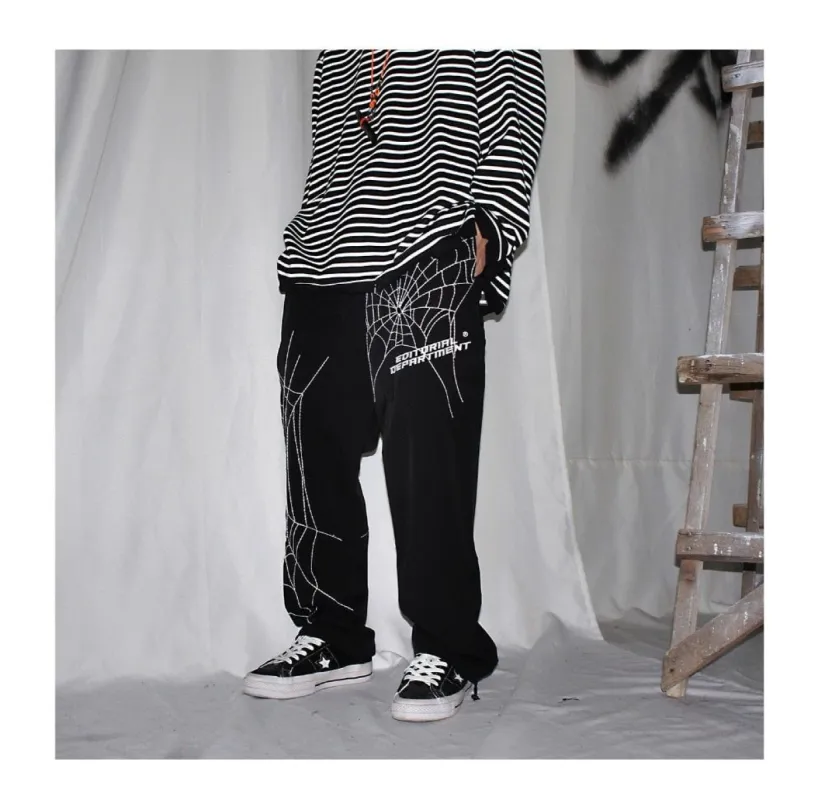 Spider Embroidery Baggy Harem Pants sold by Streetwear Society
