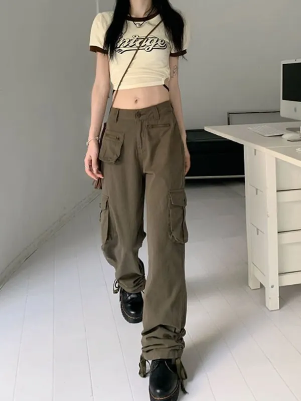 Cargo jeans with buttons and front pocket sold by Streetwear Society