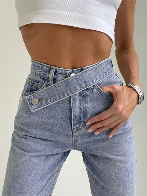 VSCO High Waist Sloping Strap Jeans sold by Streetwear Society