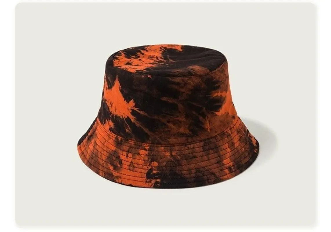 Reversible bucket hat with Tie Dye print - Orange sold by Streetwear Society