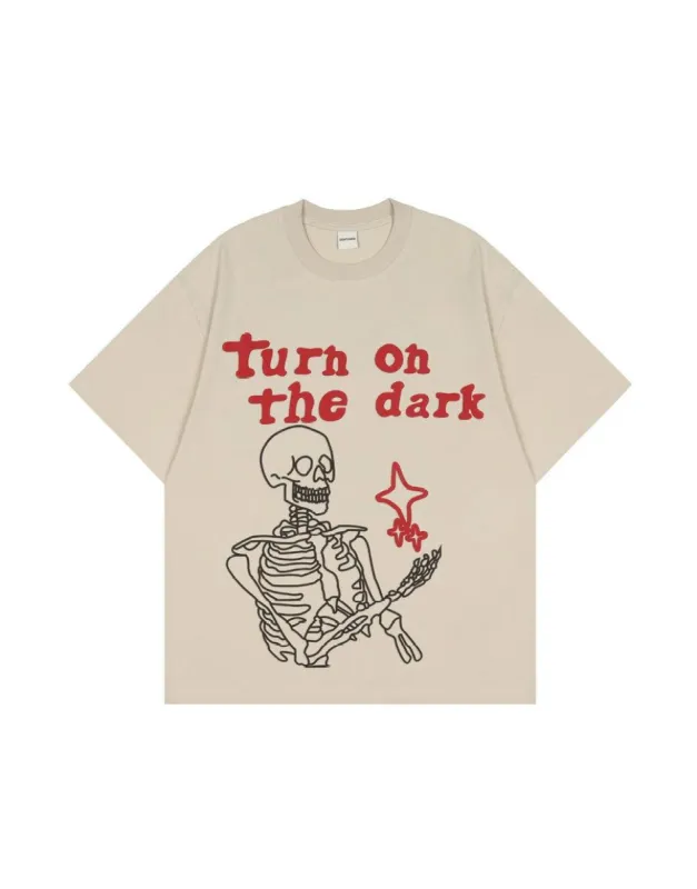 'Turn on the Dark' Graphic Print Cotton T-Shirt sold by Streetwear Society