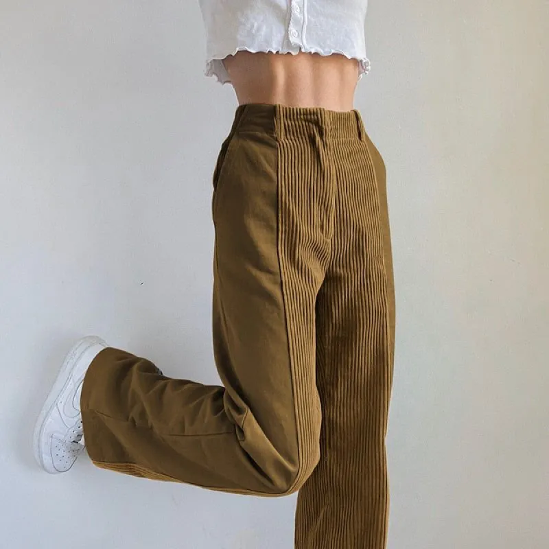 High Waist Loose Vintage Corduroy Pants sold by Streetwear Society