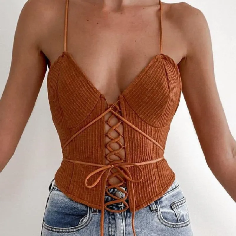 Bandage Straps Vintage Crop Top sold by Streetwear Society