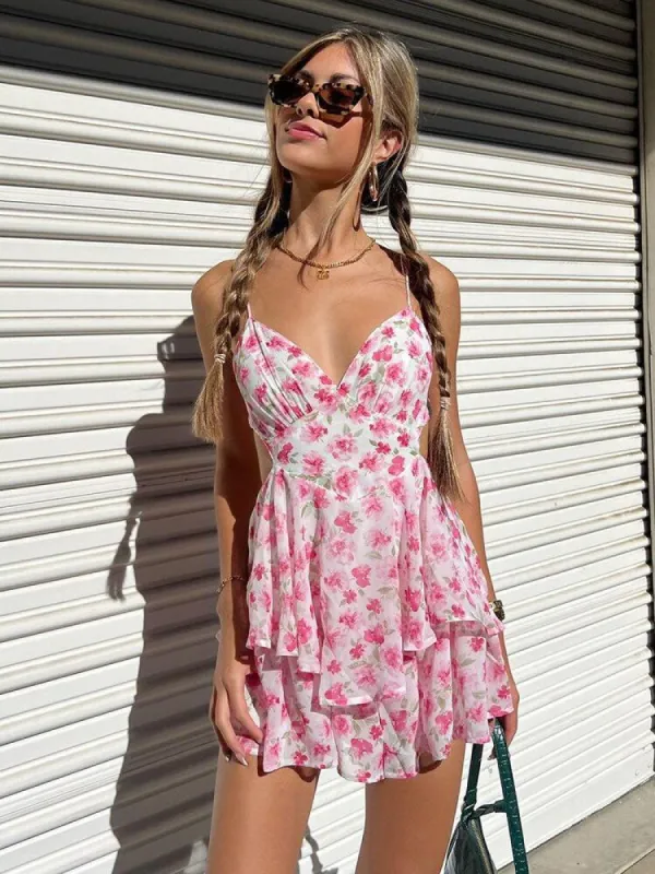 Chiffon Pleated Floral Dress sold by Streetwear Society