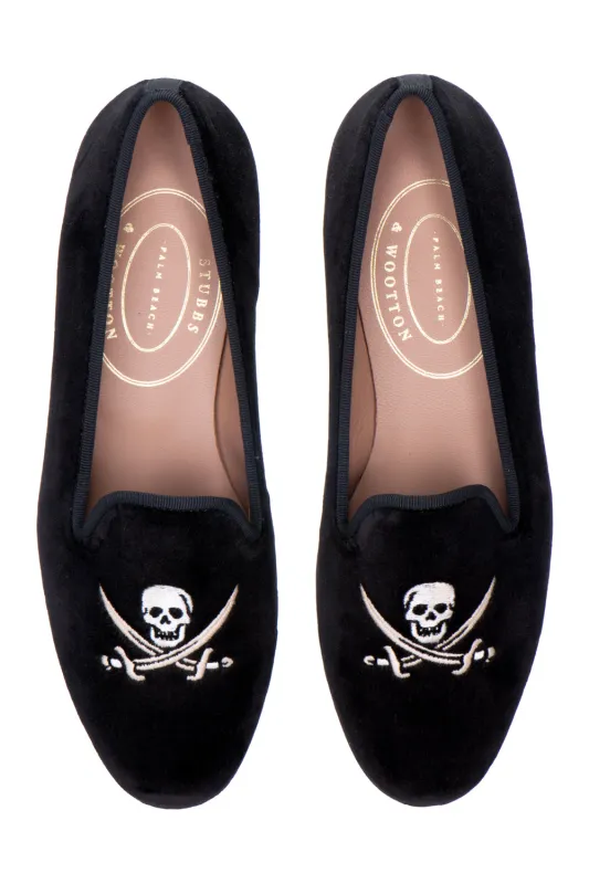 Skull Black Velvet Slipper (Women) sold by Stubbs & Wootton