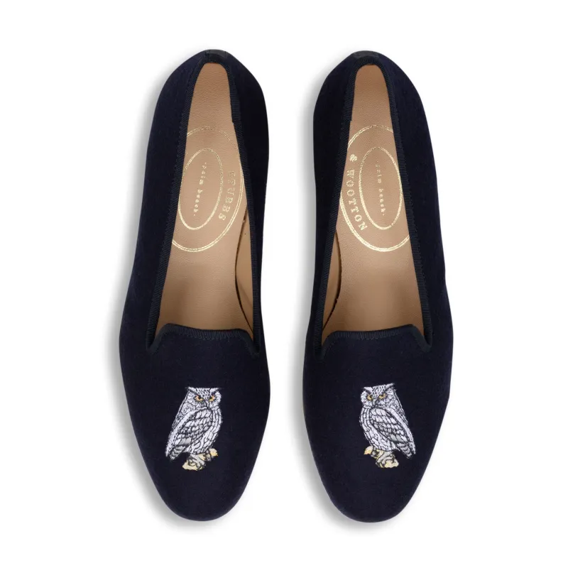Snowy Owl Navy Flannel Slipper (Women) sold by Stubbs & Wootton