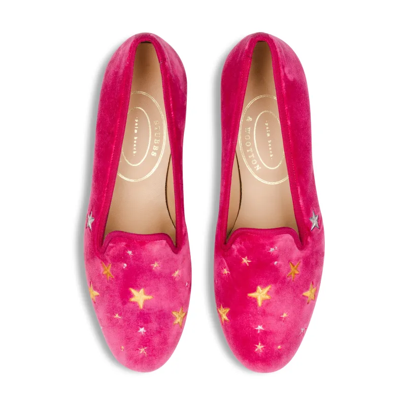 Stars Fuchsia Velvet Slipper (Women) sold by Stubbs & Wootton