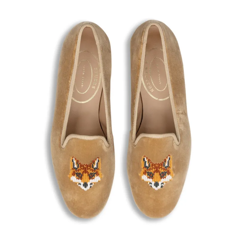 Fair Isle Fox Camel Velvet Slipper (Women) sold by Stubbs & Wootton