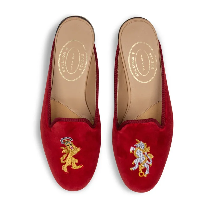 Valor Scarlet Velvet Mule (Women) sold by Stubbs & Wootton