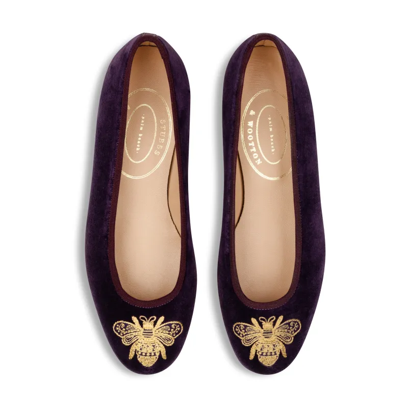 Gilded Bee Plum Velvet Opera (Women) sold by Stubbs & Wootton