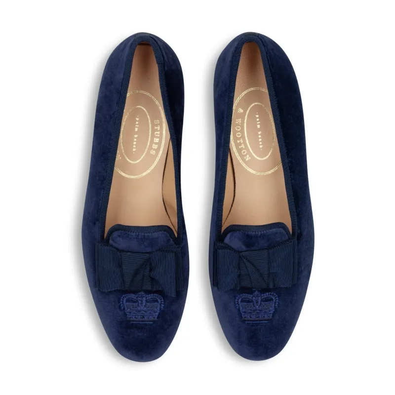 Accoutrement Navy Velvet Slipper (Women) sold by Stubbs & Wootton