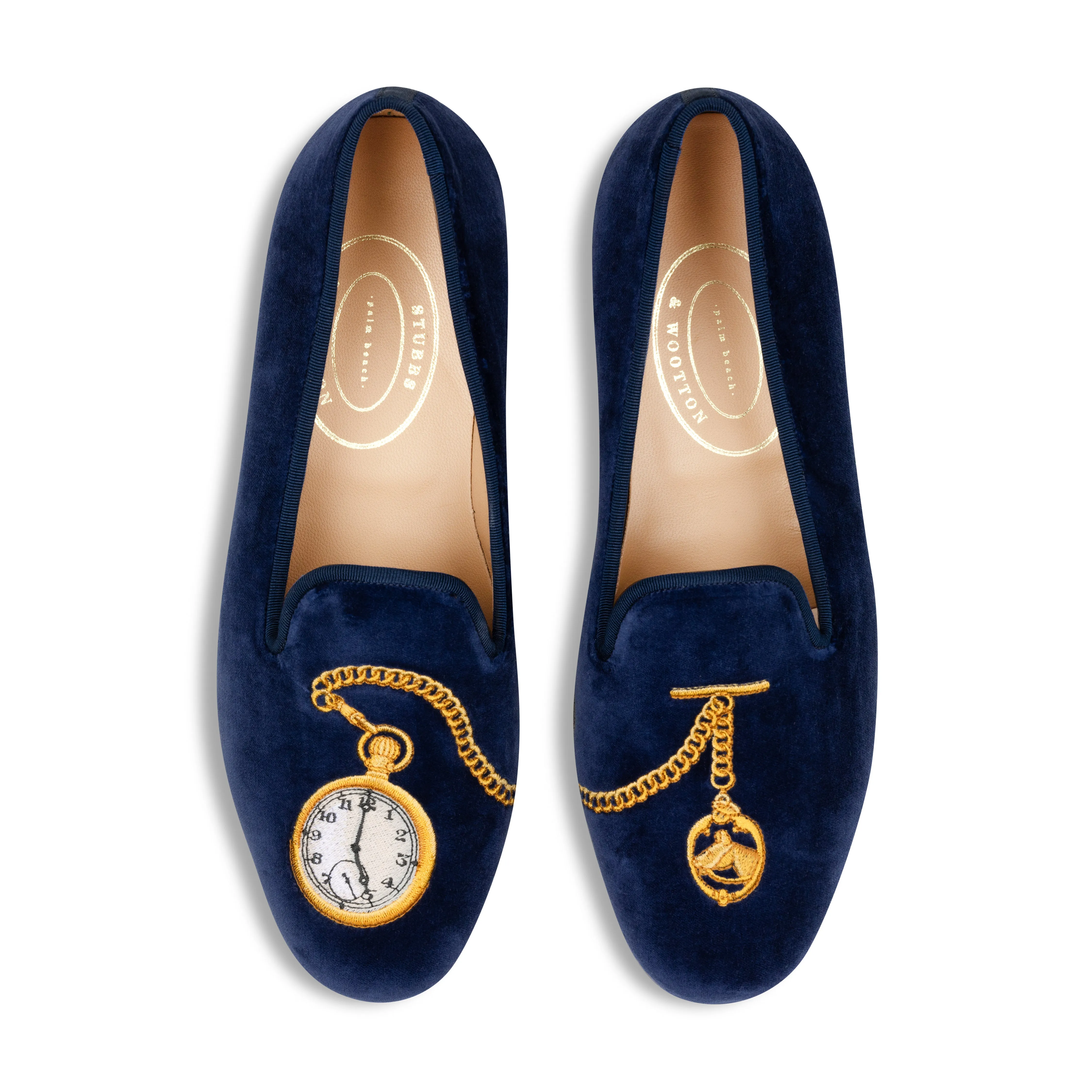 Five O' Clock Somewhere Indigo Velvet Slipper (Men) sold by Stubbs & Wootton