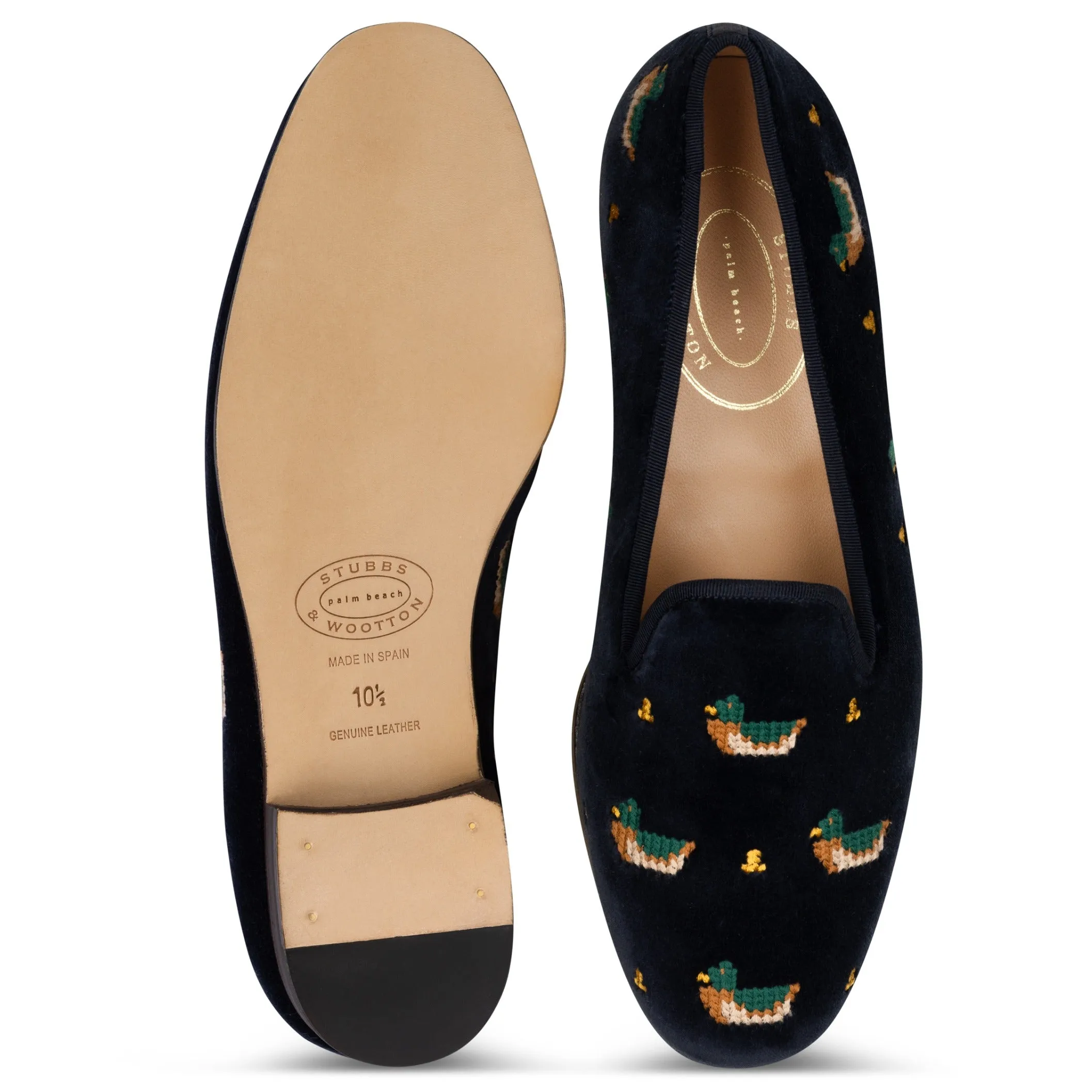 Fair Isle Ducks Navy Velvet Slipper (Men) sold by Stubbs & Wootton product image thumbnail 4