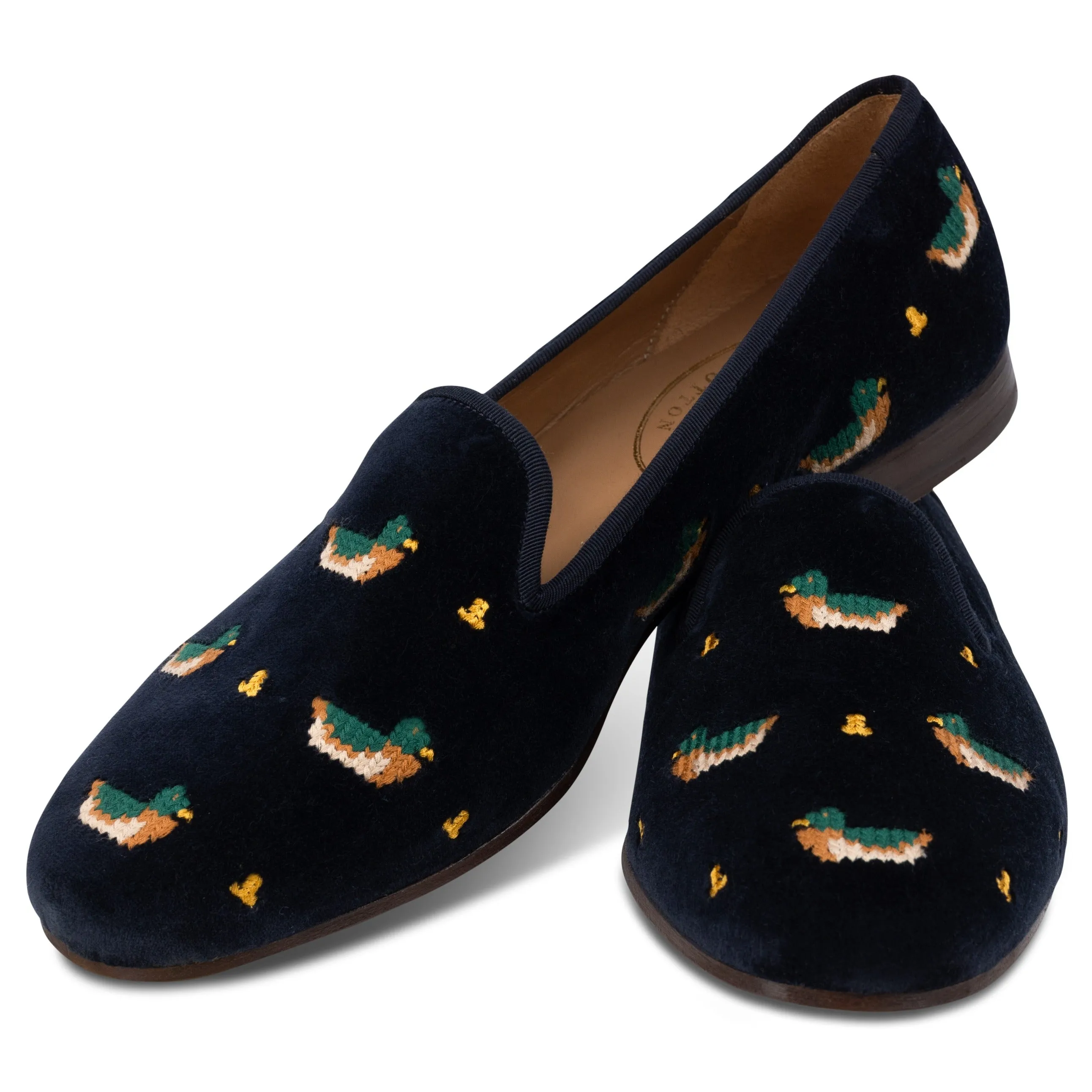 Fair Isle Ducks Navy Velvet Slipper (Men) sold by Stubbs & Wootton product image thumbnail 2