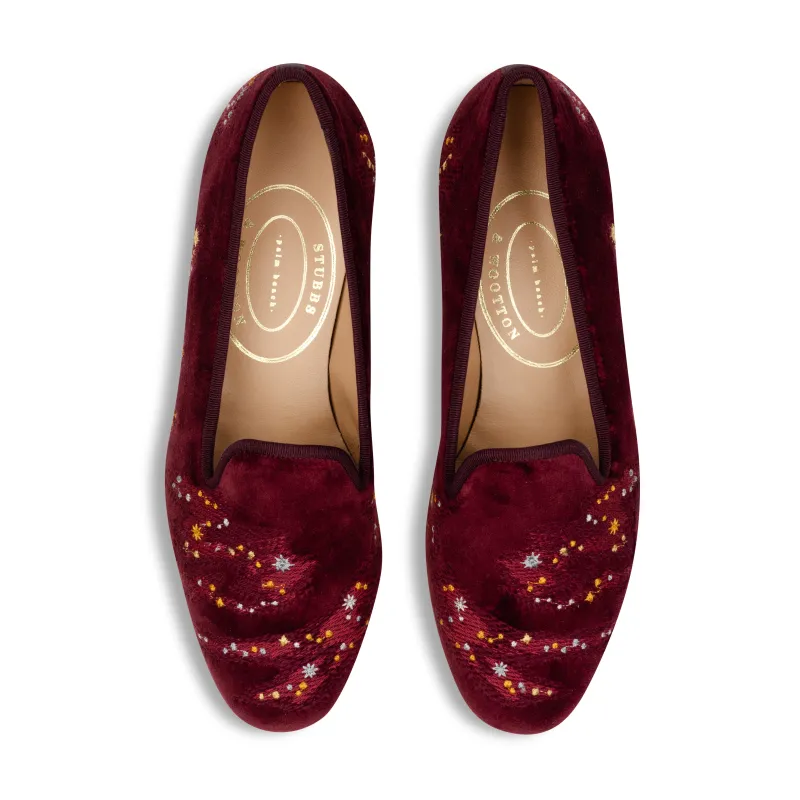 Constellation Burgundy Velvet Slipper (Women) sold by Stubbs & Wootton