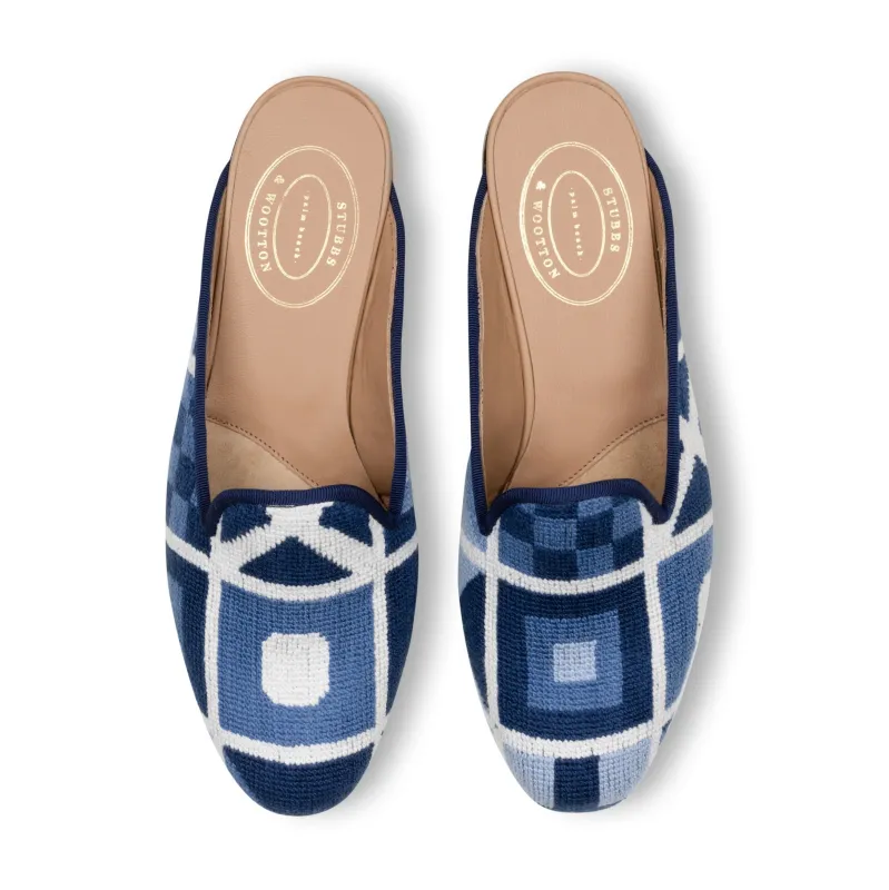 Burgees Navy Needlepoint Mule (Women) sold by Stubbs & Wootton