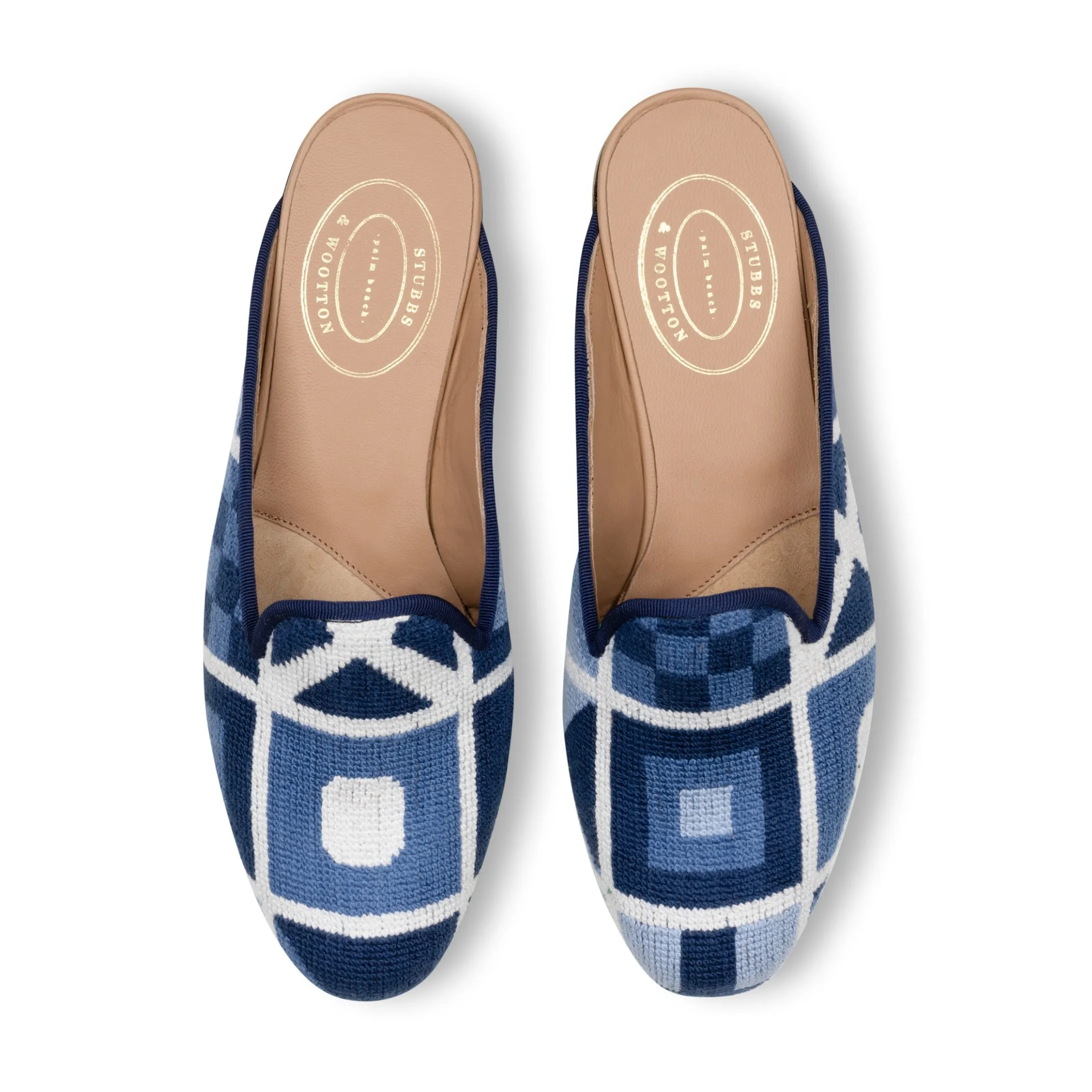 Burgees Navy Needlepoint Mule (Women) sold by Stubbs & Wootton