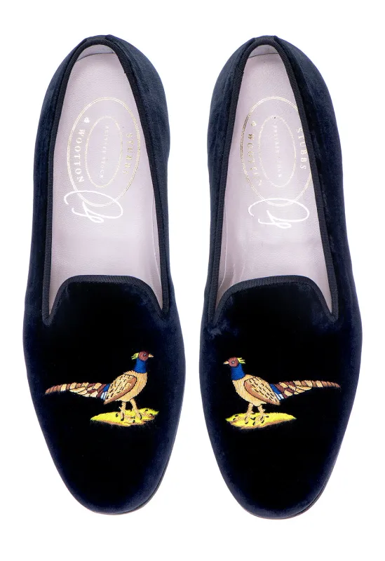 Pheasant Noir Velvet Slipper (Men) sold by Stubbs & Wootton