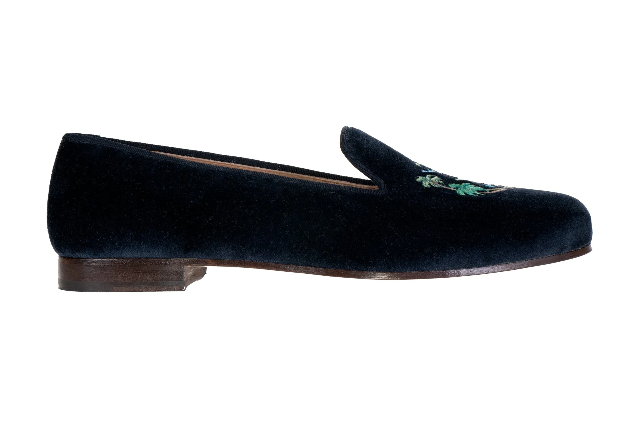Palm Beach Crest Navy Velvet Slipper (Women) sold by Stubbs & Wootton product image thumbnail 3