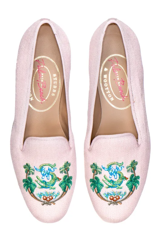 Palm Beach Crest Blush Cotton Slipper (Women) sold by Stubbs & Wootton