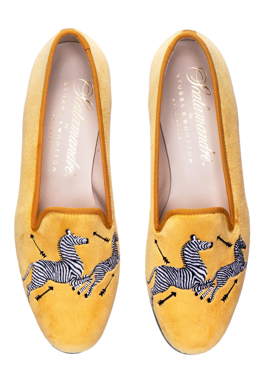 Zebras Yellow Velvet Slipper (Women) sold by Stubbs & Wootton