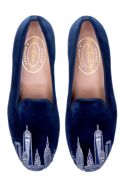 Skyline Navy Velvet Slipper (Men) sold by Stubbs & Wootton