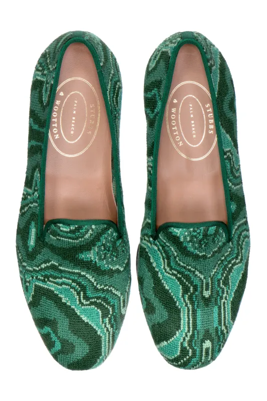 Malachite Needlepoint Slipper (Men) sold by Stubbs & Wootton