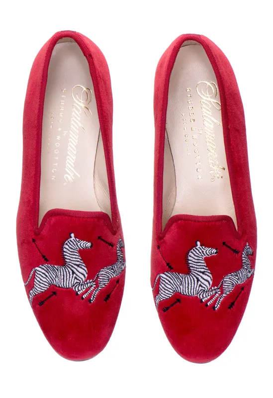 Zebras Red Velvet Slipper (Women) sold by Stubbs & Wootton