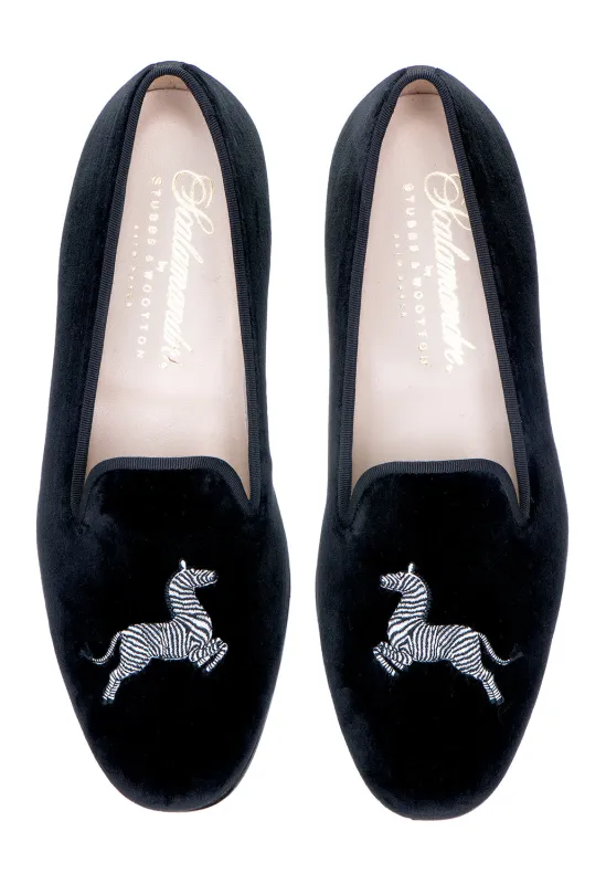 Zebra Black Velvet Slipper (Women) sold by Stubbs & Wootton