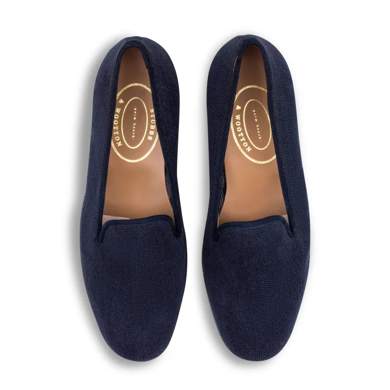 Navy Needlepoint Slipper (Men) sold by Stubbs & Wootton