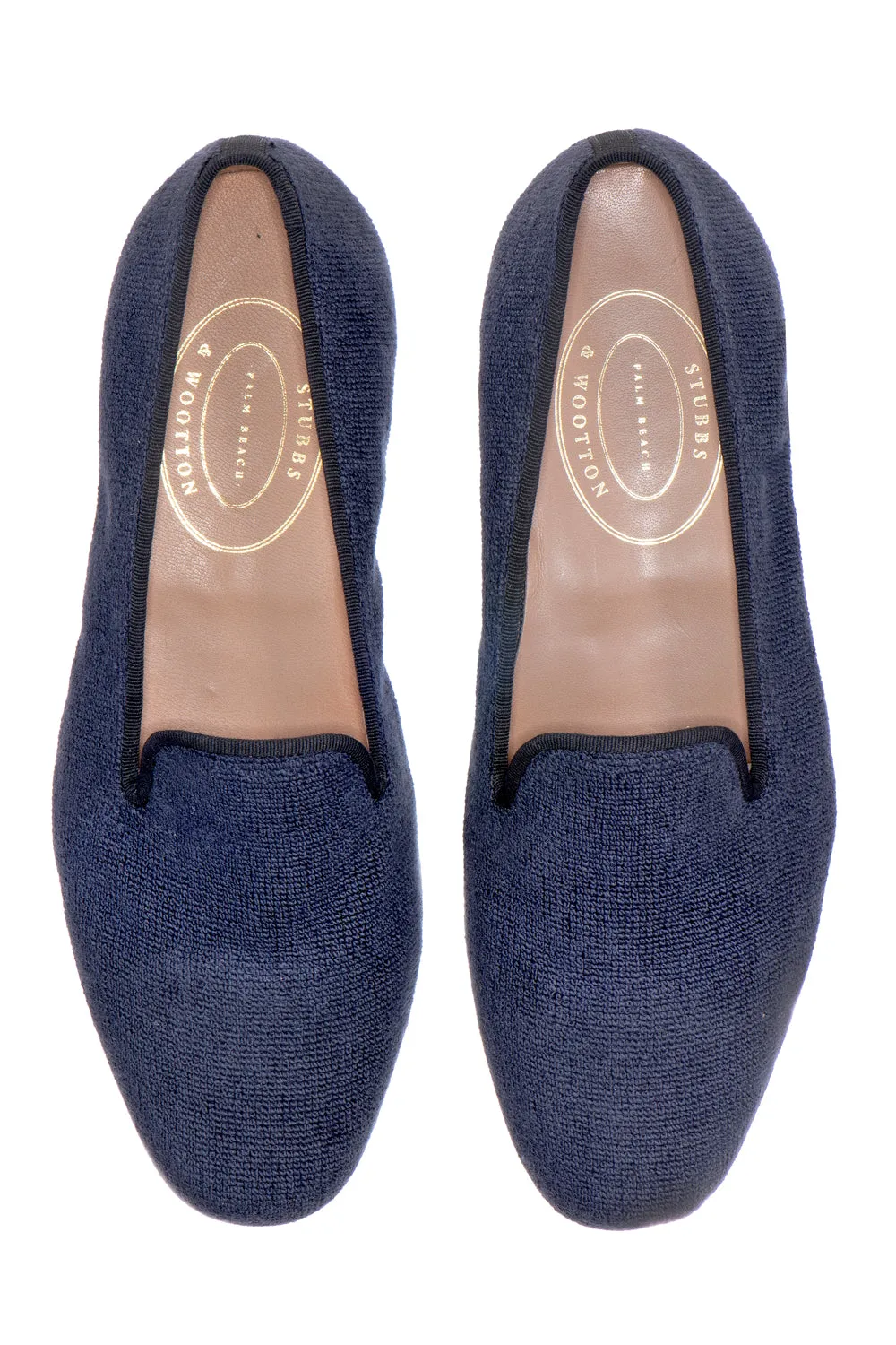 Navy Needlepoint Slipper (Women) sold by Stubbs & Wootton