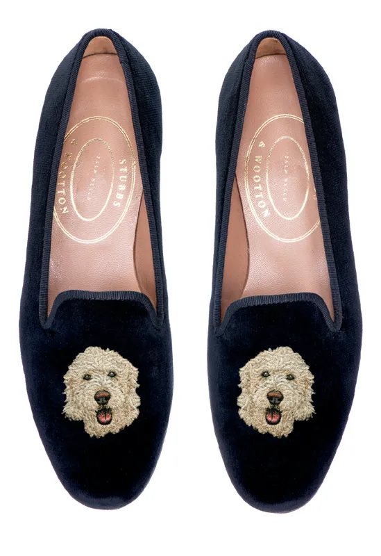 GoldenDoodle Black Velvet Slipper (Men) sold by Stubbs & Wootton